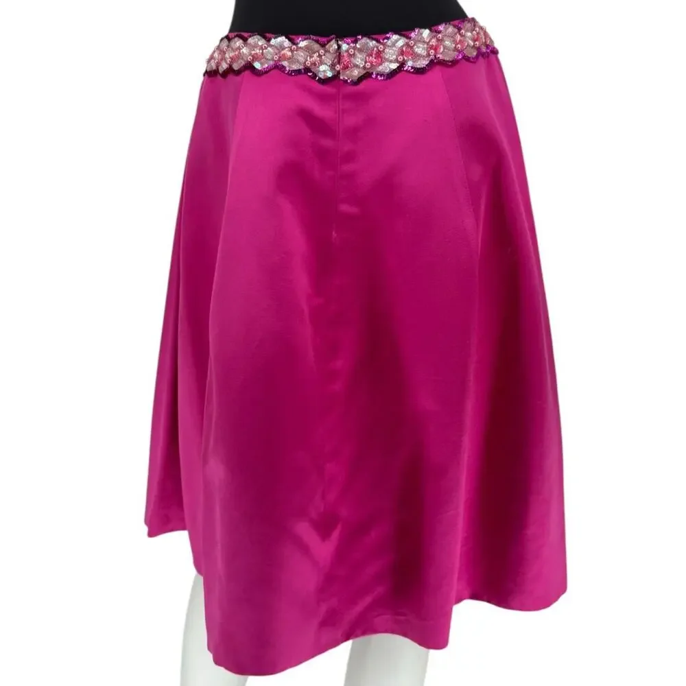 Chanel Embellished Fuchsia Silk Skirt – Fall 2000, Size 42
